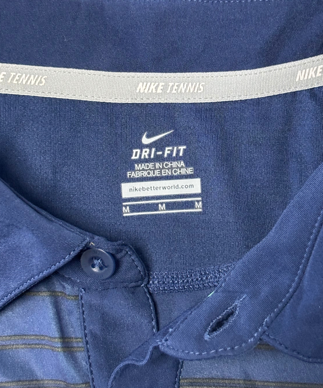Nike Tennis Dri-Fit Navy Blue Gradient Striped Polo Shirt