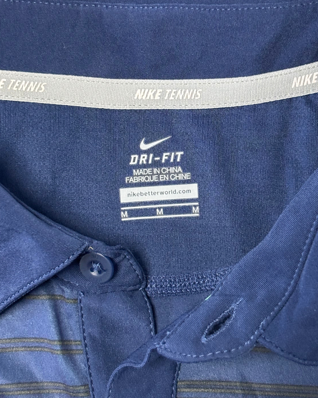 Nike Tennis Dri-Fit Navy Blue Gradient Striped Polo Shirt