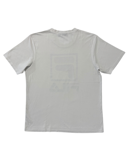 FILA Oversized Logo Cream White Graphic T-Shirt - M