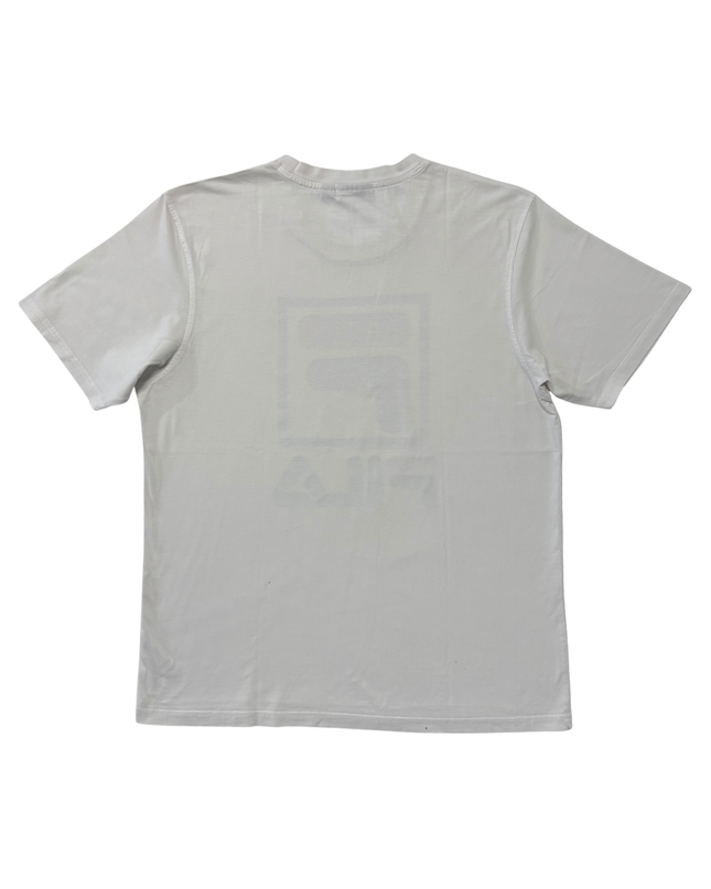 FILA Oversized Logo Cream White Graphic T-Shirt - M
