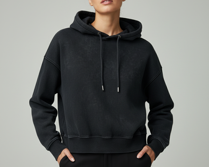 Topshop Black Acid Wash Oversized Hoodie