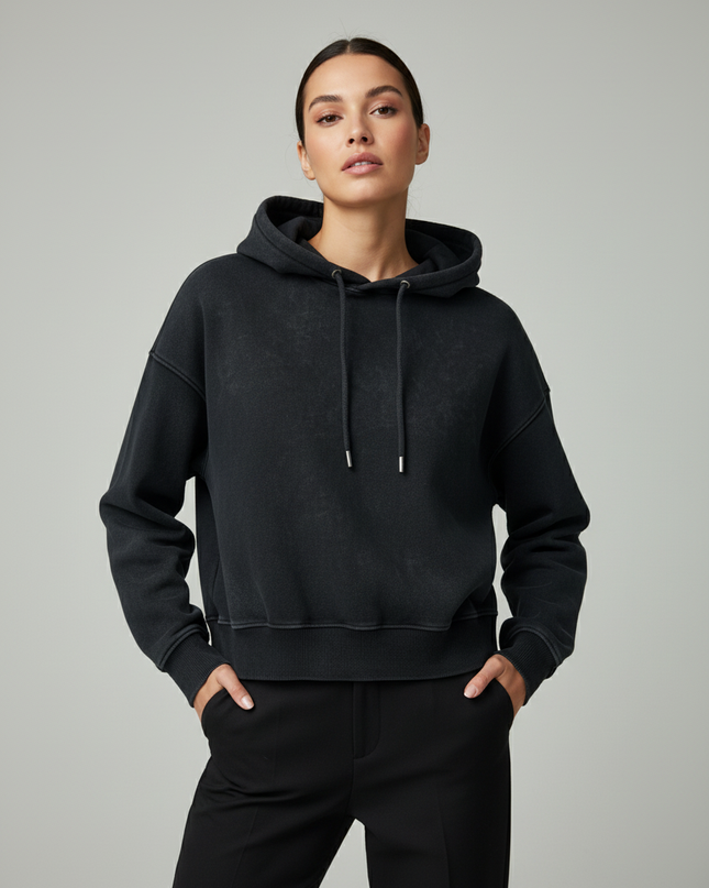 Topshop Black Acid Wash Oversized Hoodie