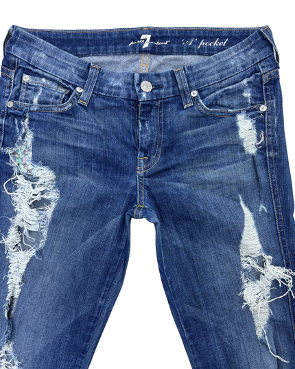 7 For All Mankind - Distress Flared Jeans - L | Waist: 30