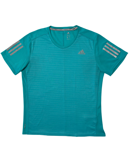 Adidas Running Teal Performance Reflective 3-Stripes T-Shirt