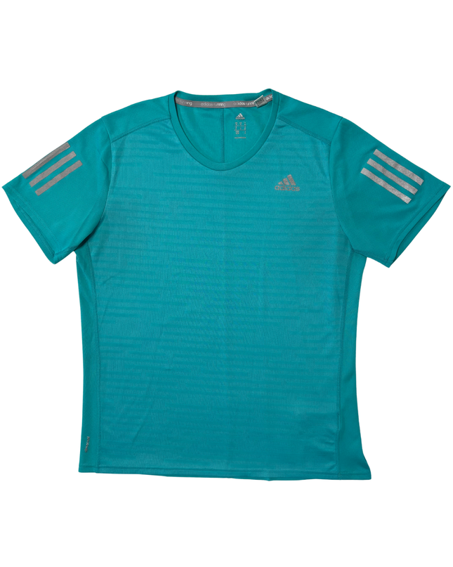 Adidas Running Teal Performance Reflective 3-Stripes T-Shirt