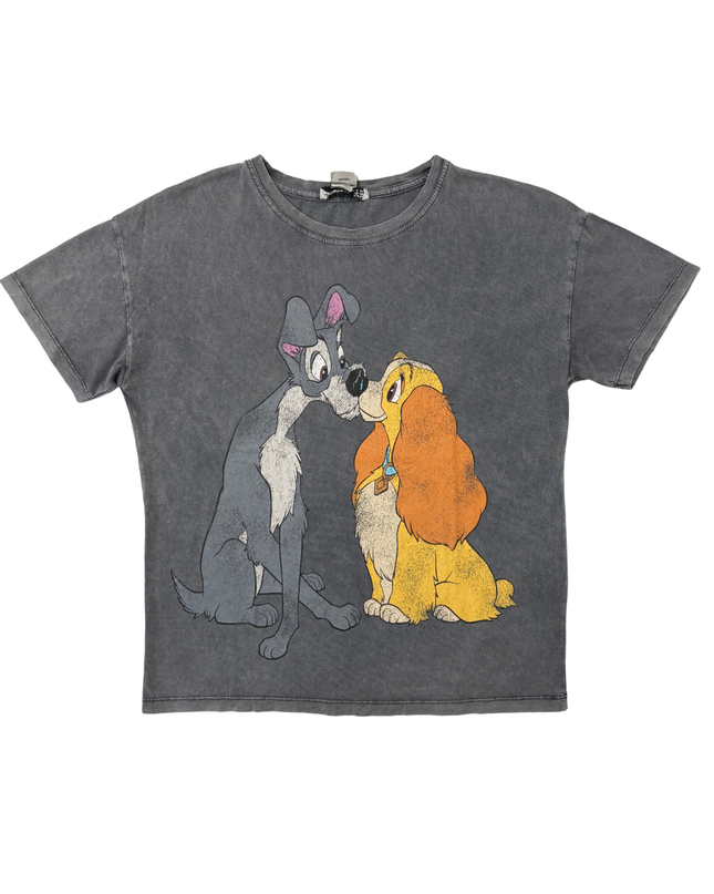 Disney x Stradivarius Lady & The Tramp Gray Vintage Graphic T-Shirt - S