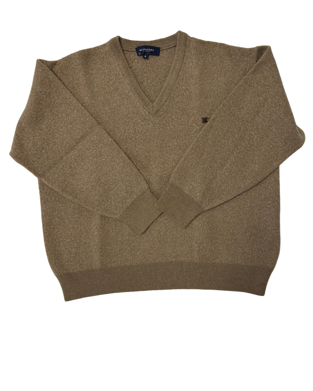 Burberry London Classic Camel Wool V-Neck Sweater - M