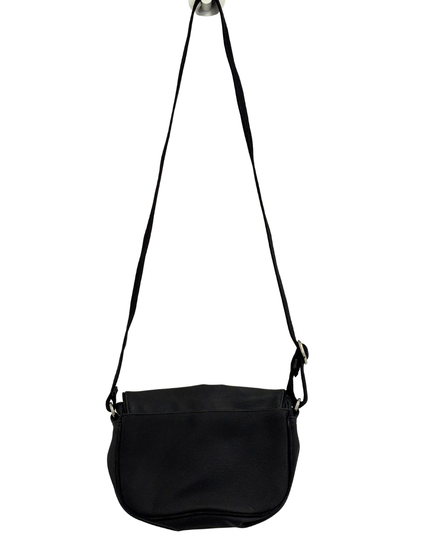 Lacoste Small Black Nylon Green Stripe Lining Flap Crossbody Bag