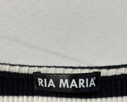 RIA MARIA Black and White Striped Ribbed Mini Dress