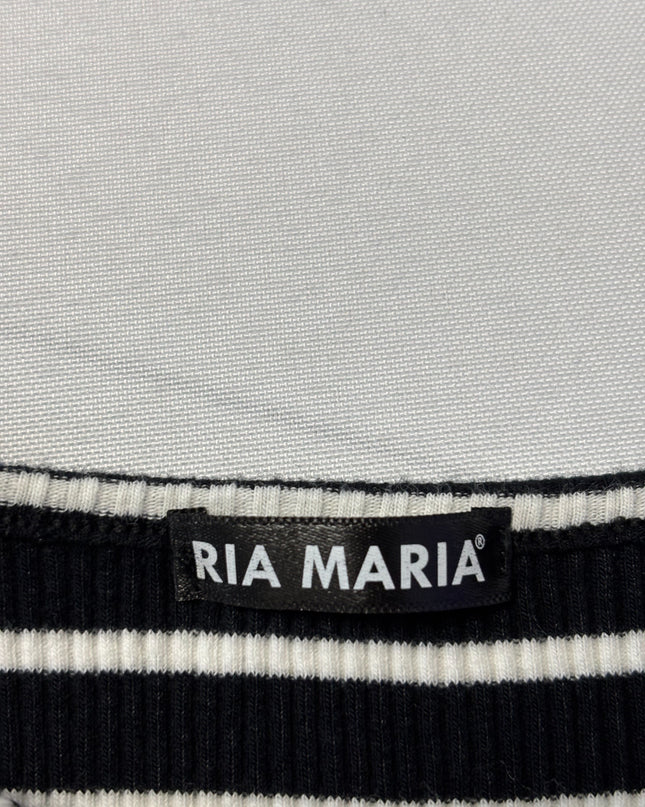RIA MARIA Black and White Striped Ribbed Mini Dress