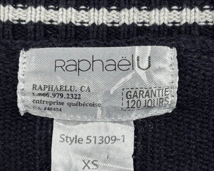 Raphaëlu Cable Knit Navy Blue V-Neck Sweater