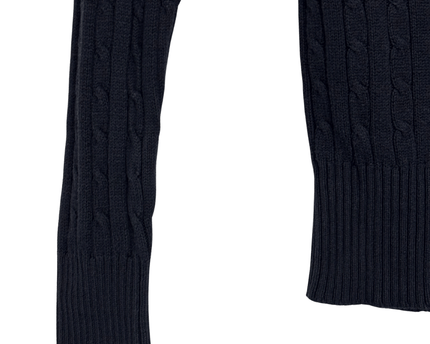 Raphaëlu Cable Knit Navy Blue V-Neck Sweater