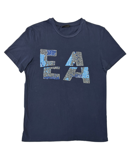 Emporio Armani EA Navy Blue Logo Sequin Graphic T-Shirt - M