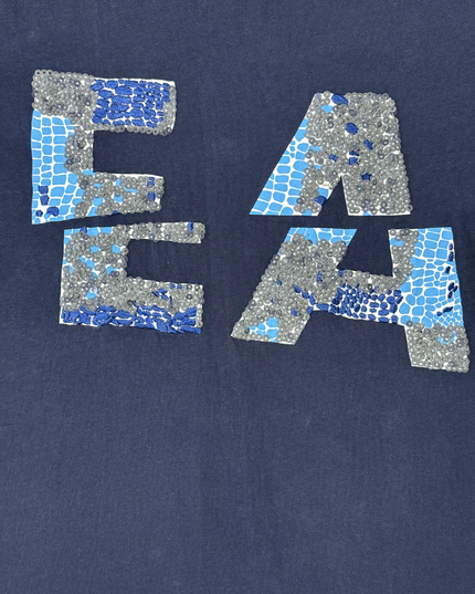 Emporio Armani EA Navy Blue Logo Sequin Graphic T-Shirt - M