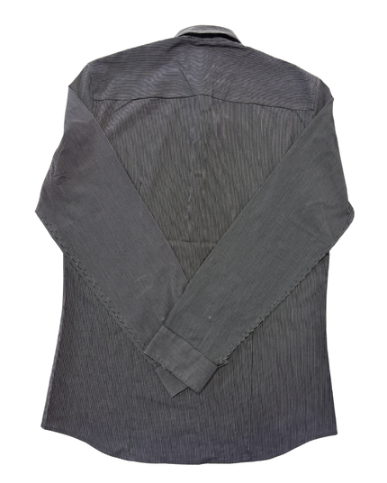 Calvin Klein Black & White Pinstripe Non-Iron Long-Sleeve Shirt - M