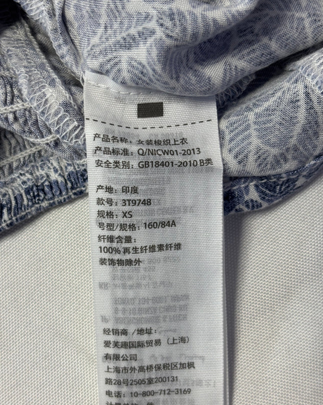 Hollister Blue Leaf Print Tie-Front Crop Top