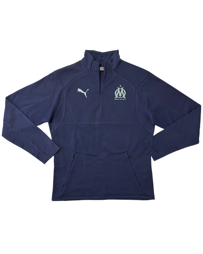 Puma Olympique de Marseille Navy Blue Quarter-Zip Training Top