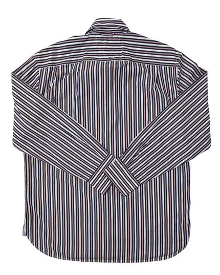 Tommy Hilfiger Navy Blue & Red Striped Long-Sleeve Dress Shirt