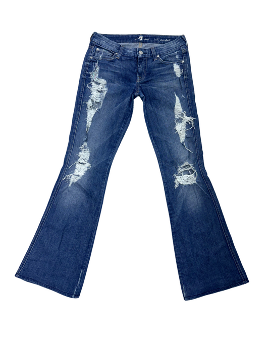7 For All Mankind - Distress Flared Jeans - L | Waist: 30