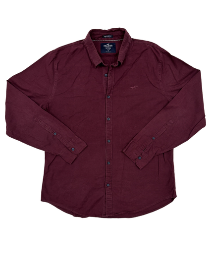 Hollister California Epic Flex Muscle Fit Burgundy Shirt - L
