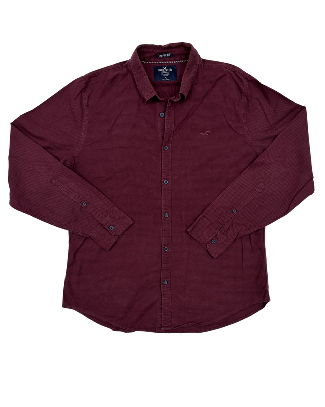Hollister California Epic Flex Muscle Fit Burgundy Shirt - L