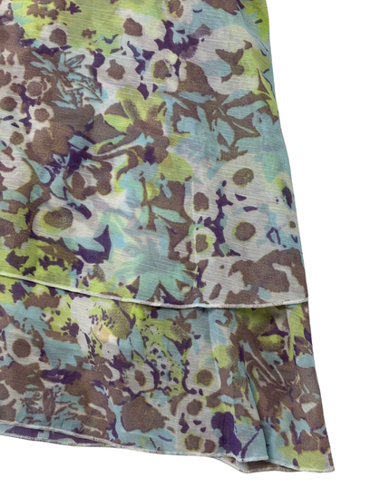 Tribal Multicolor Floral Tiered Ruffle Skirt - XL | Waist: 33"