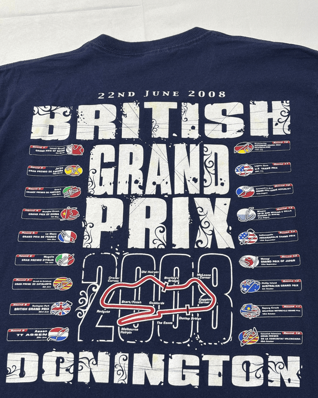 Vintage 2008 MotoGP British Grand Prix Donington Racing Graphic T-Shirt