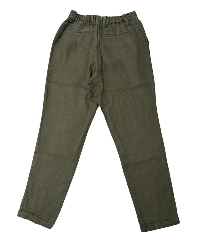 Massimo Dutti Olive Green Linen Jogger Fit Trousers - S | Waist: 28"