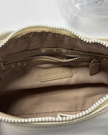 LACOSTE Vintage White Embossed Croc Baguette Shoulder Bag