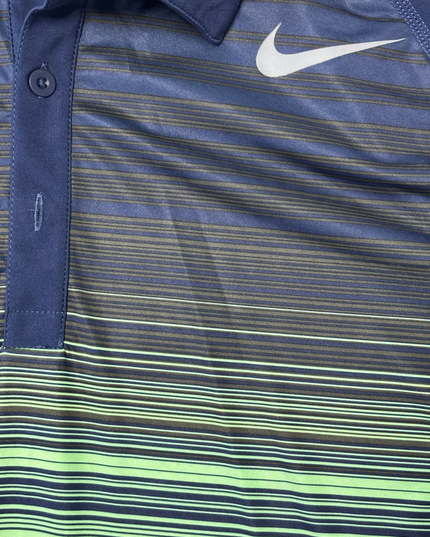 Nike Tennis Dri-Fit Navy Blue Gradient Striped Polo Shirt