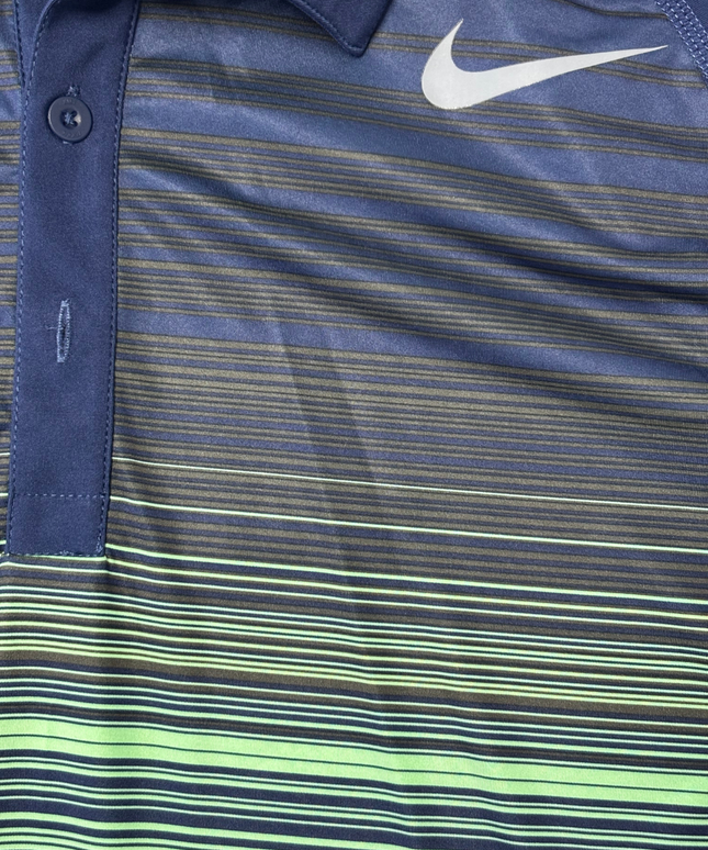 Nike Tennis Dri-Fit Navy Blue Gradient Striped Polo Shirt