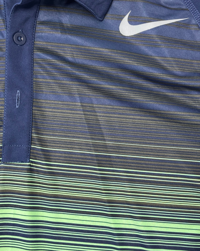 Nike Tennis Dri-Fit Navy Blue Gradient Striped Polo Shirt