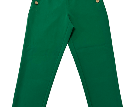 Zara High-Waisted with Gold Button Detail Green Trousers