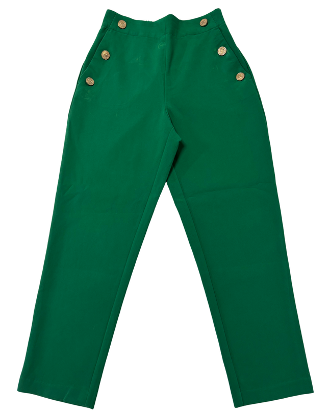 Zara High-Waisted with Gold Button Detail Green Trousers