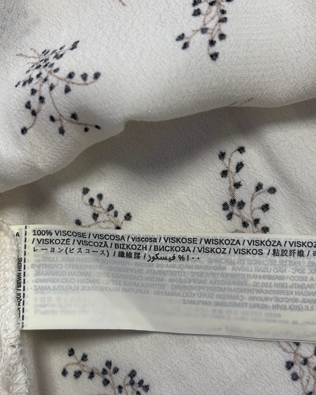 Mango Cream Floral Print V-Neck Viscose Blouse