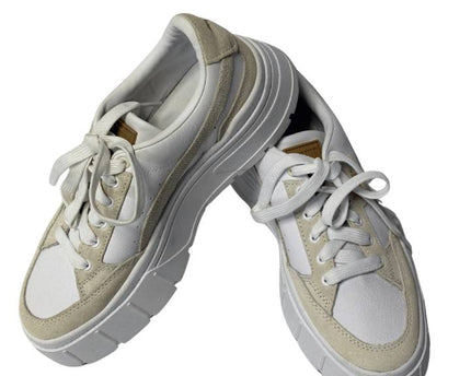 Puma White Mayze Stack Leather Platform Sneakers