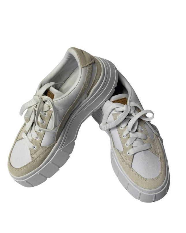 Puma White Mayze Stack Leather Platform Sneakers