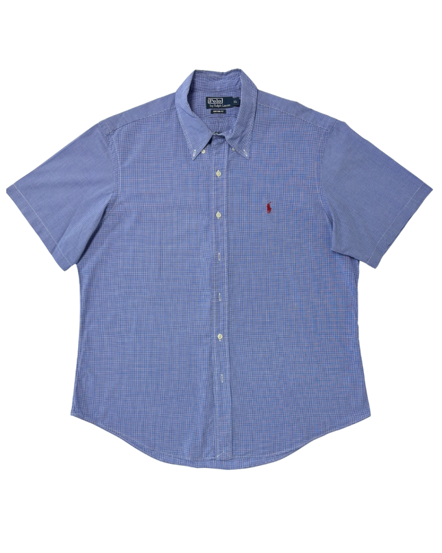 Ralph Lauren Custom Fit Blue Gingham Short-Sleeve Shirt