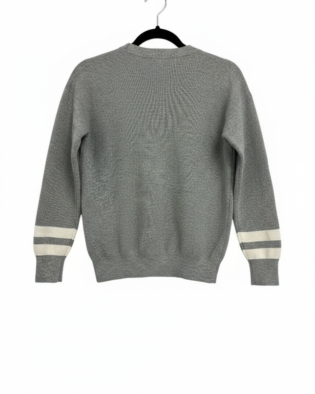 Tommy Hilfiger Grey Panther Patch Pima Cotton Crewneck Sweater