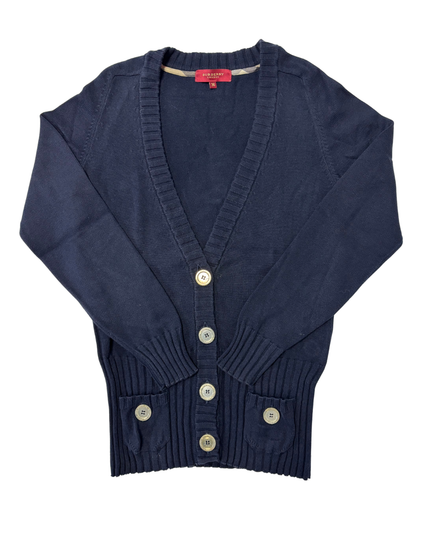 Burberry London Navy Blue Crest Buttoned Knit Cardigan - XS