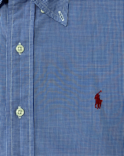 Ralph Lauren Custom Fit Blue Gingham Short-Sleeve Shirt