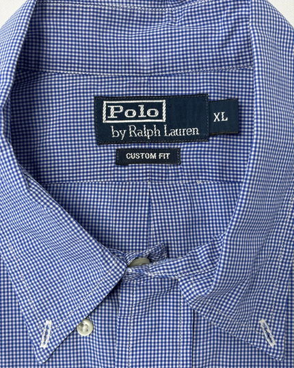 Ralph Lauren Custom Fit Blue Gingham Short-Sleeve Shirt
