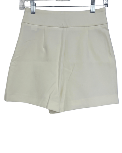 Zara White Asymmetrical Front Slit Tailored Mini Skort