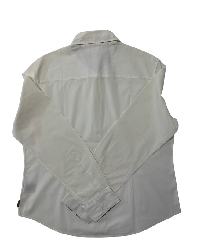 Burberry London White Long-Sleeve With Nova Check Collar Detail Shirt - M