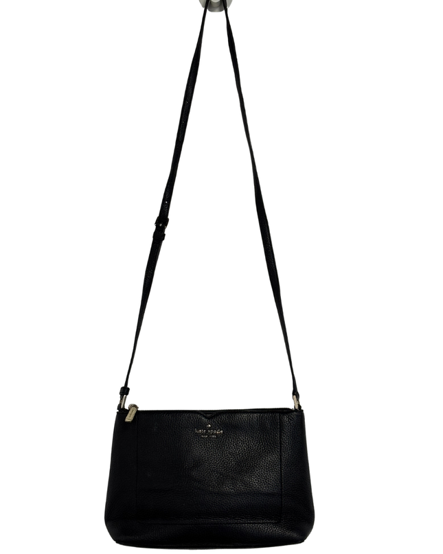Kate Spade Black Pebbled Leather Double-Zip Crossbody Bag