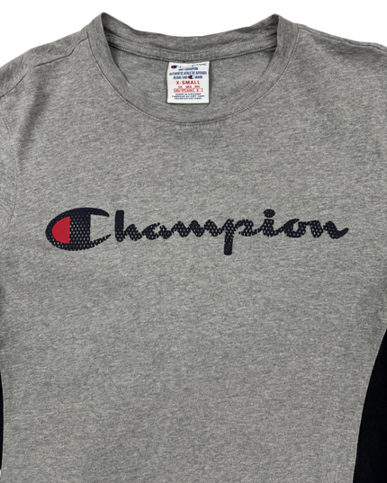 Champion Colorblock Script Logo Gray T-Shirt - XS