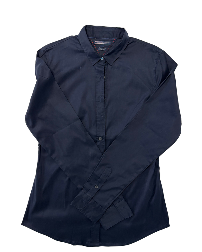 Tommy Hilfiger Slim Fit Navy Blue Long-Sleeve Shirt - XS
