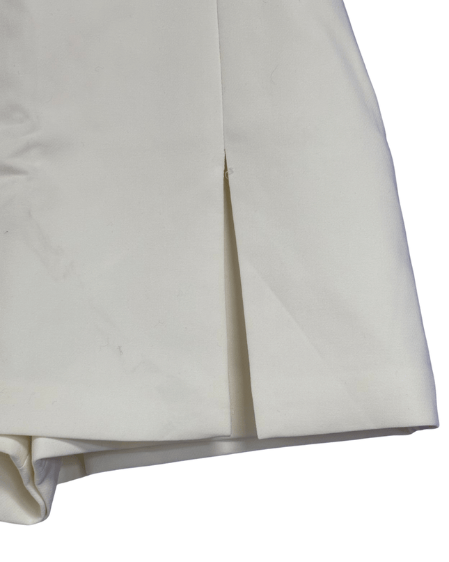 Zara White Asymmetrical Front Slit Tailored Mini Skort