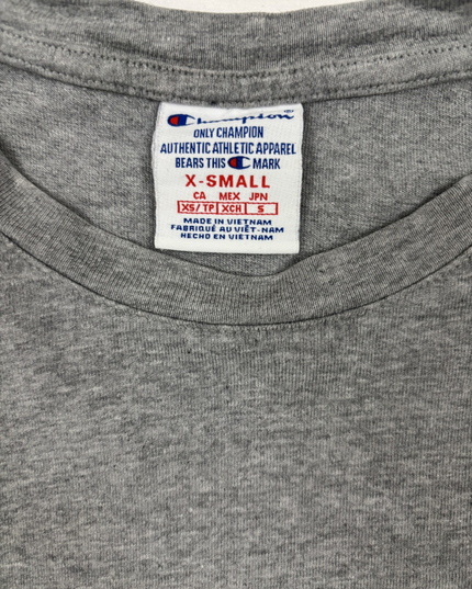 Champion Colorblock Script Logo Gray T-Shirt - XS