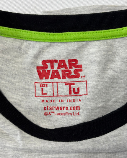 Star Wars Yoda Christmas Graphic Grey & Black Raglan T-Shirt - XL